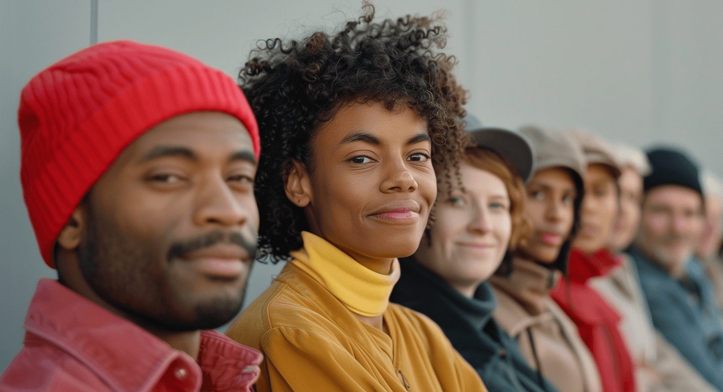 Diverse group young people smiling together